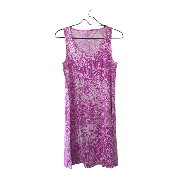 Lilly Pulitzer Lela Henley Tank Dress Pink Bright Fuchsia Women’s Size Small NEW - Picture 1 of 7